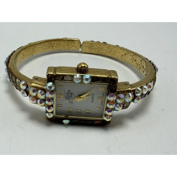Missing Stones Kirks Folly Cuff Rhinestone Ladies Watch New Battery 19MM 6" - Picture 11 of 12